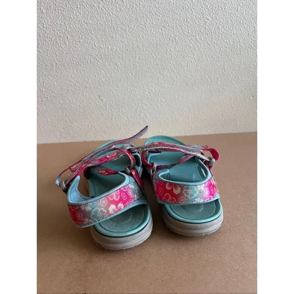 Northside Bayview Teal Strappy Hawaiian Floral Nylon Sport Sandals Girls Sz 2